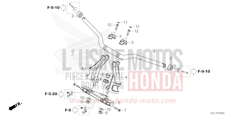 HANDLE PIPE/TOP BRIDGE for ADV 350 MAT CARNELIAN RED METALLIC (R384) from 2022